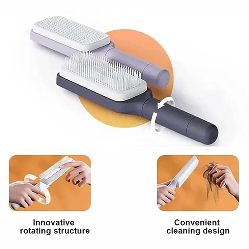 Automatic Cleaning Rotating Lifting Comb Self Cleaning Hairbrush