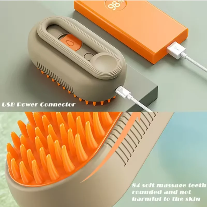 Cat Dog Pet Spray Massage Brush One Button Steam