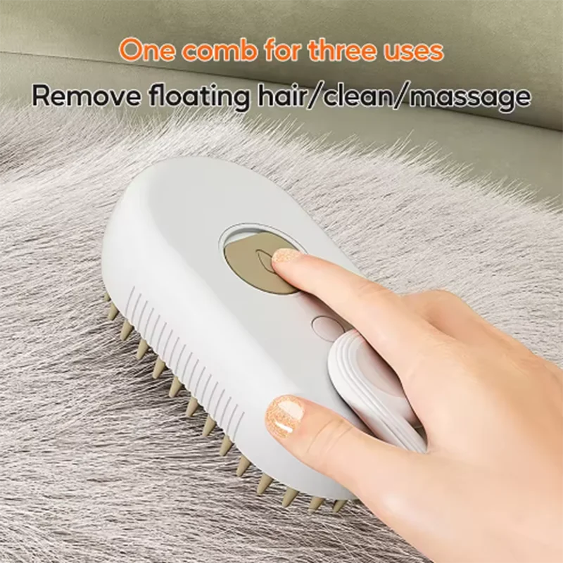 Cat Dog Pet Spray Massage Brush One Button Steam