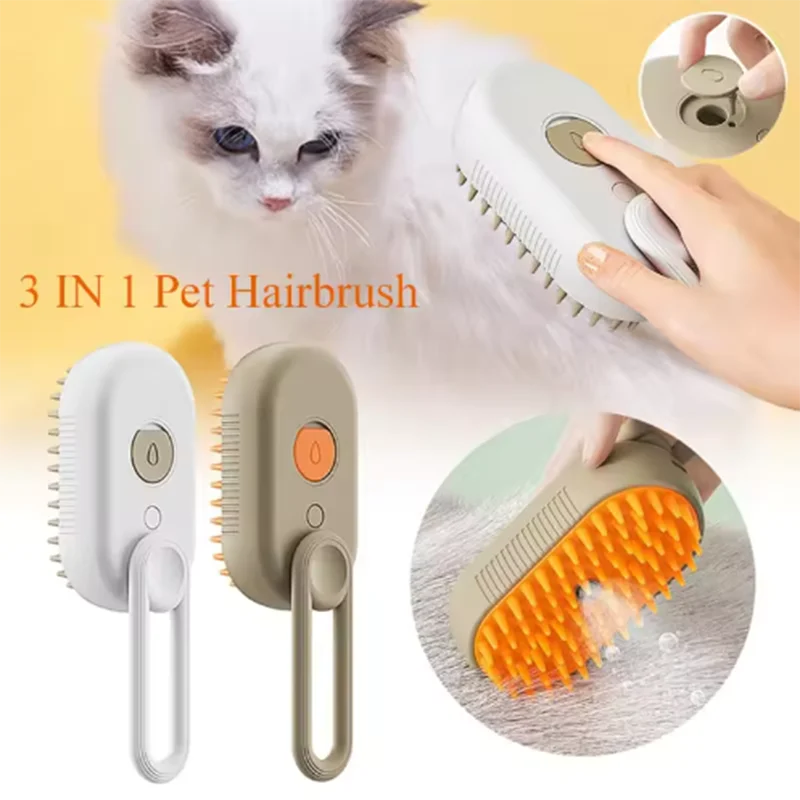 Cat Dog Pet Spray Massage Brush One Button Steam
