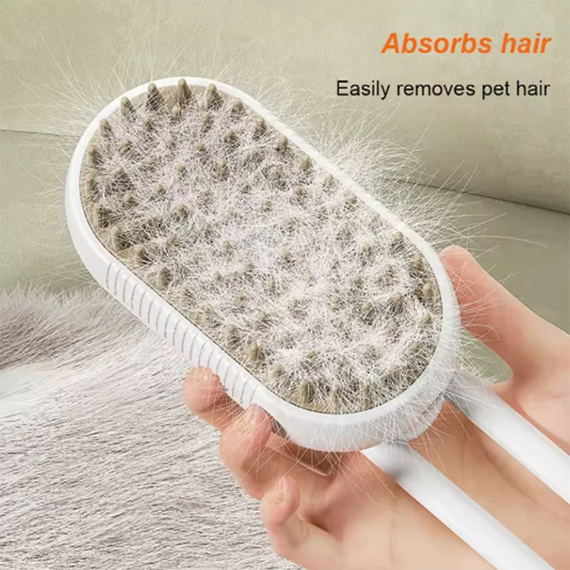 Cat Dog Pet Spray Massage Brush One Button Steam