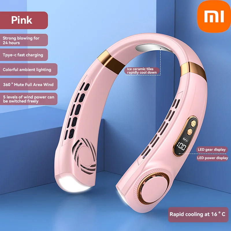 8000mAh USB Hanging Neck Fan Portable Bladeless