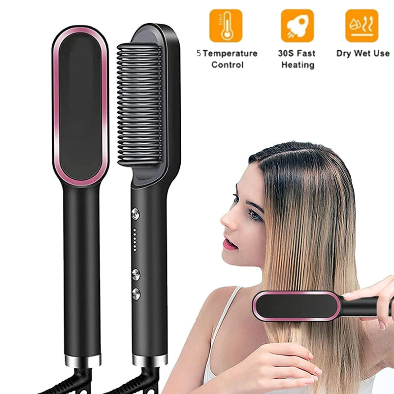 Hair Straightener Professional Ptc Quick Heated Electric Hot Comb