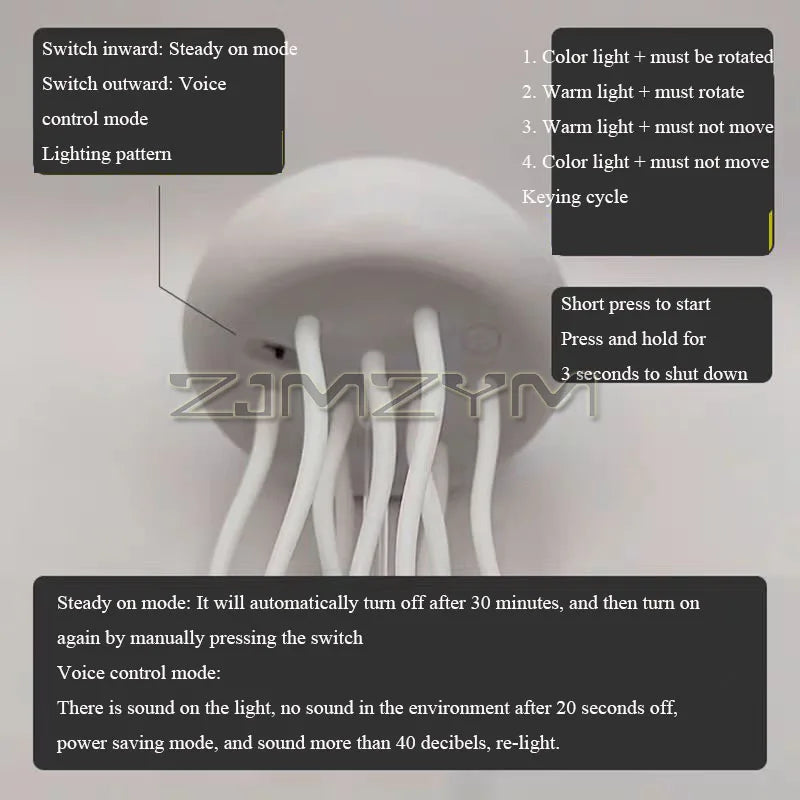 VOICE CONTROL JELLYFISH RECHARGEABLE COLOR CHANGING