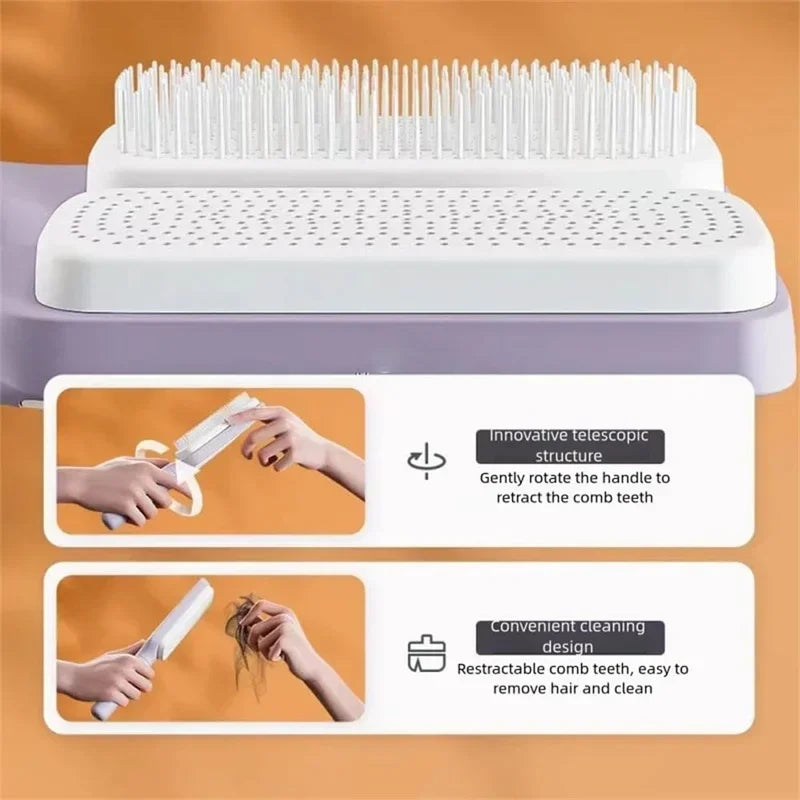 Automatic Cleaning Rotating Lifting Comb Self Cleaning Hairbrush