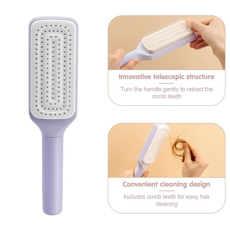 Automatic Cleaning Rotating Lifting Comb Self Cleaning Hairbrush