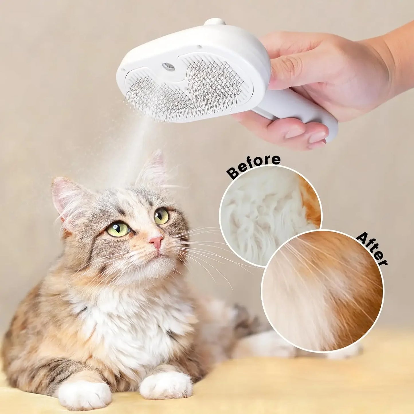 Upgraded 3 In 1 Pet Spray Grooming Comb Steamy Floating Hair Removal