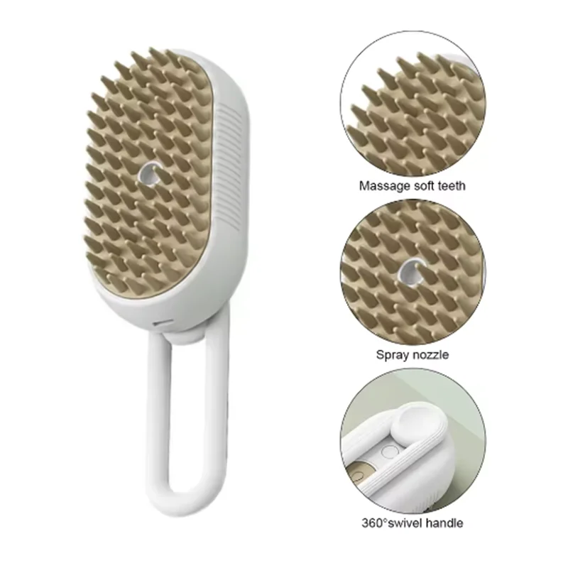 Cat Dog Pet Spray Massage Brush One Button Steam