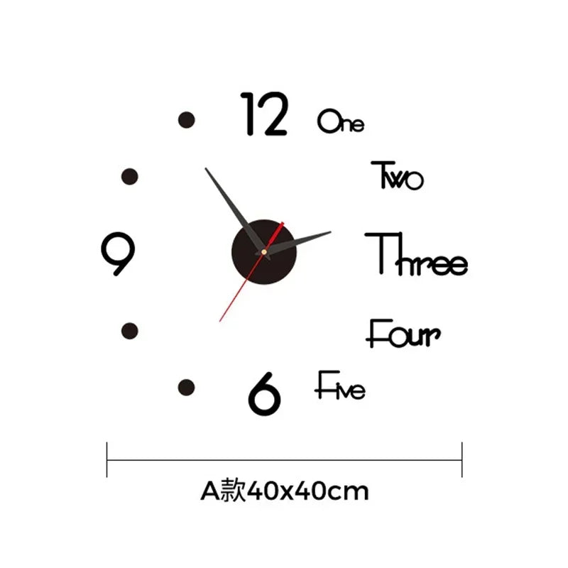 LARGE SIZE 3D DIY SILENT WALL CLOCK