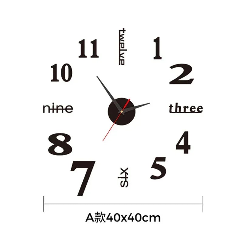 LARGE SIZE 3D DIY SILENT WALL CLOCK