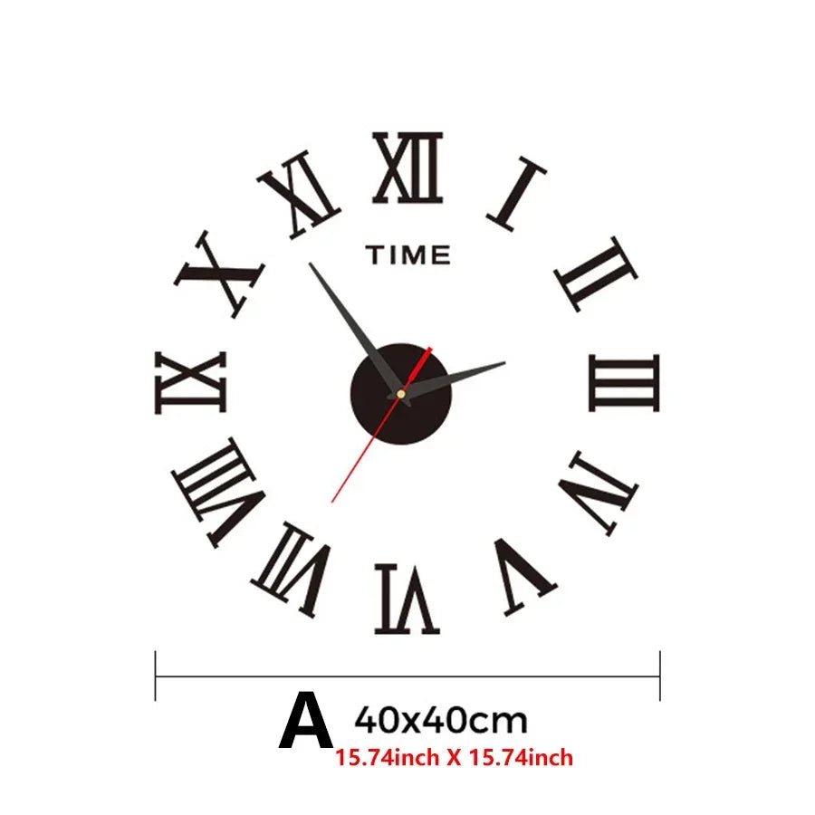 LARGE SIZE 3D DIY SILENT WALL CLOCK