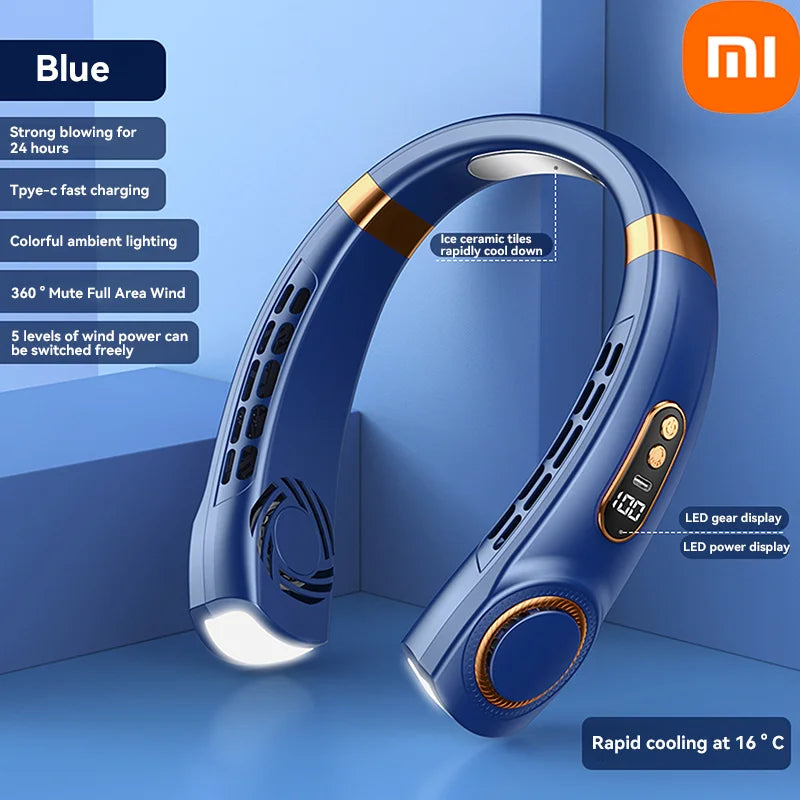 8000mAh USB Hanging Neck Fan Portable Bladeless