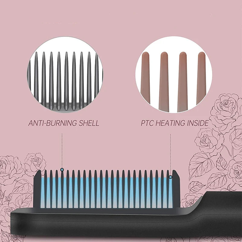 Hair Straightener Professional Ptc Quick Heated Electric Hot Comb