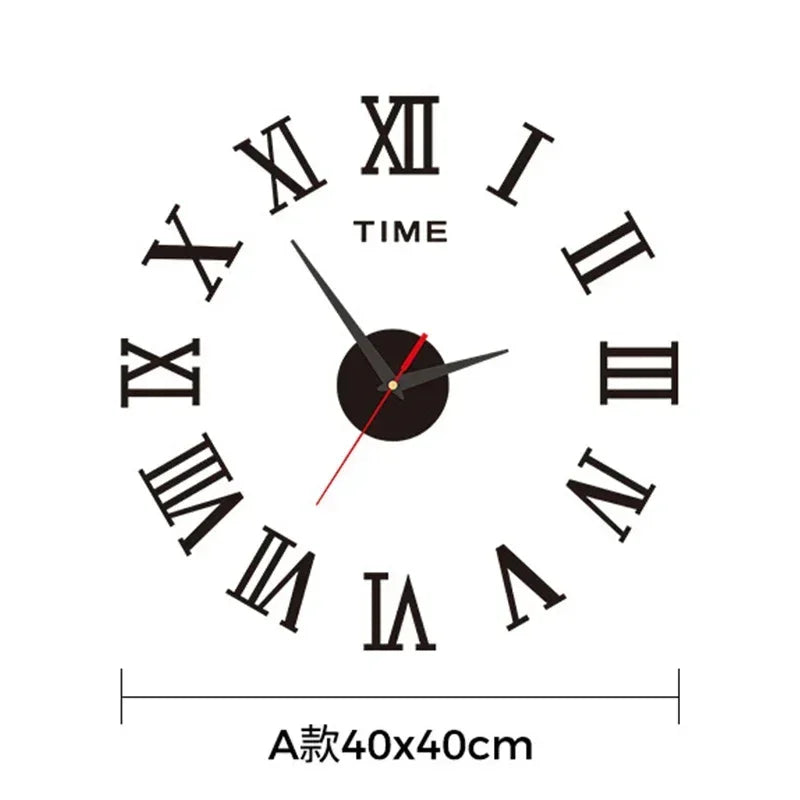 LARGE SIZE 3D DIY SILENT WALL CLOCK