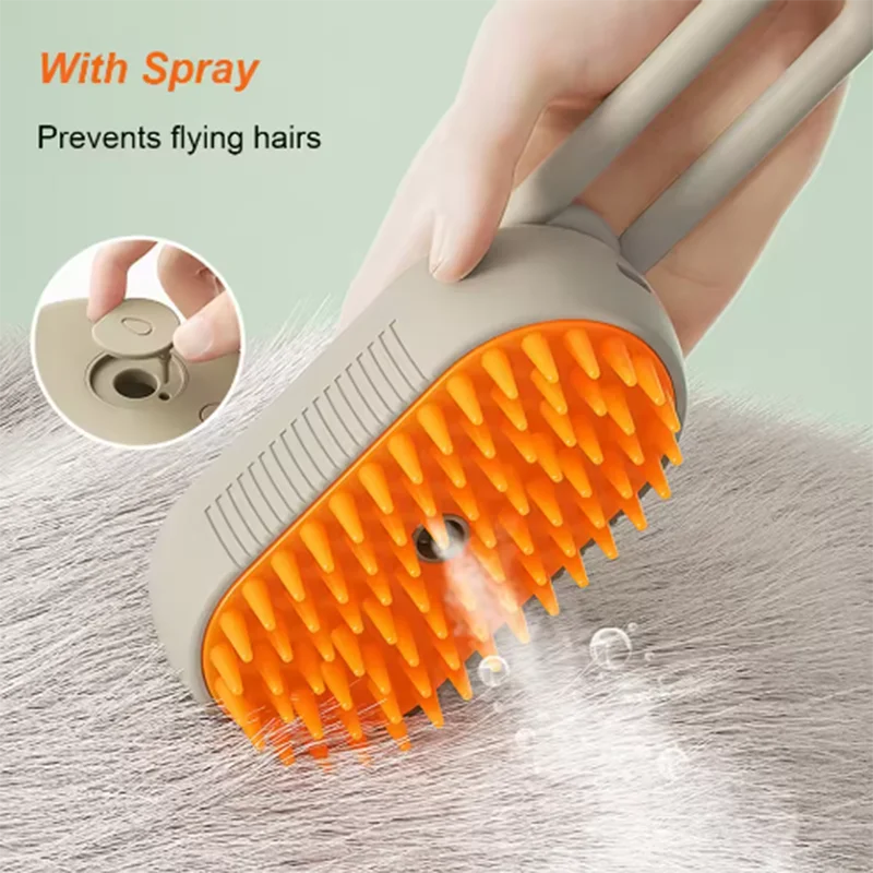 Cat Dog Pet Spray Massage Brush One Button Steam