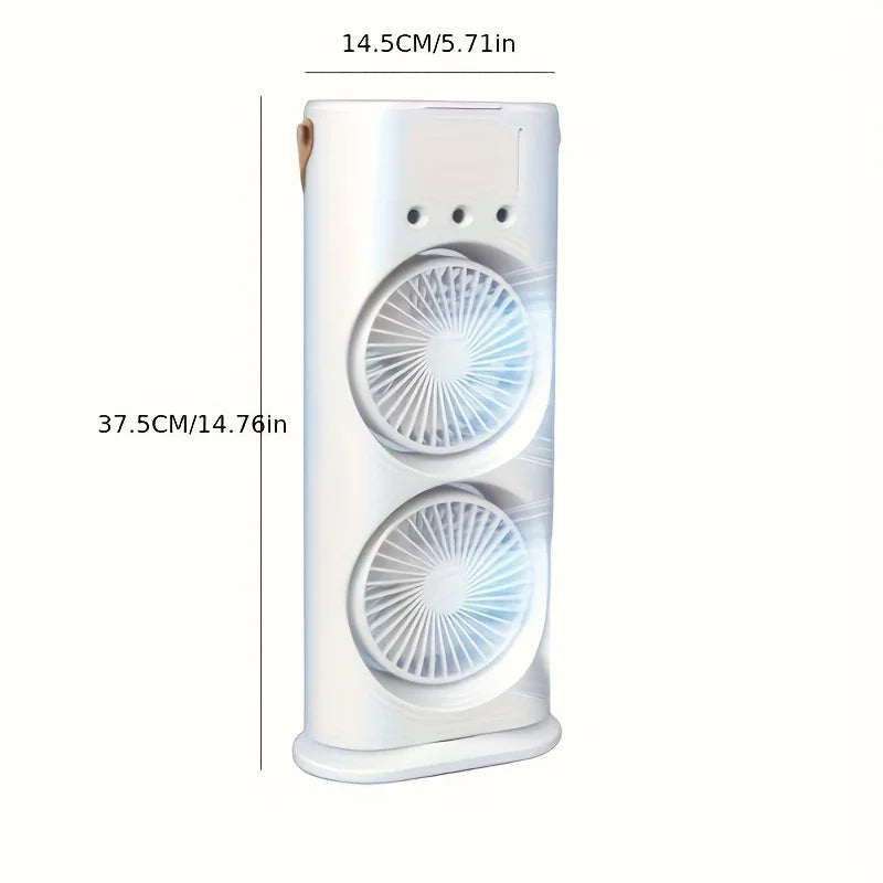 1PC USB Portable Dual Fan Air Cooler with Cooling Mist Humidifier