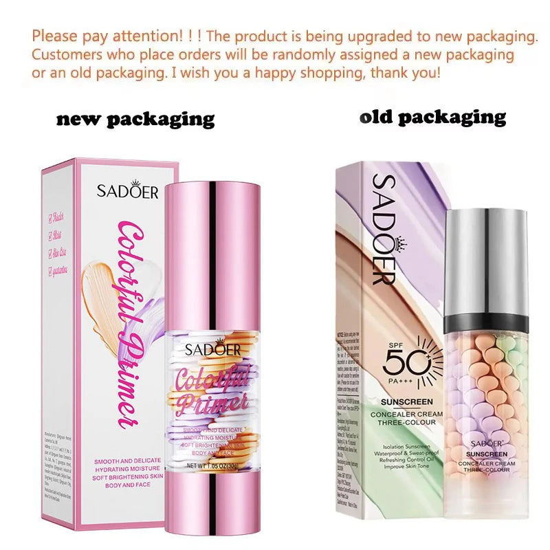 SPF50+ Makeup Primer Moisturizing Isolation Cream Invisible Pores Facial Base Brighten