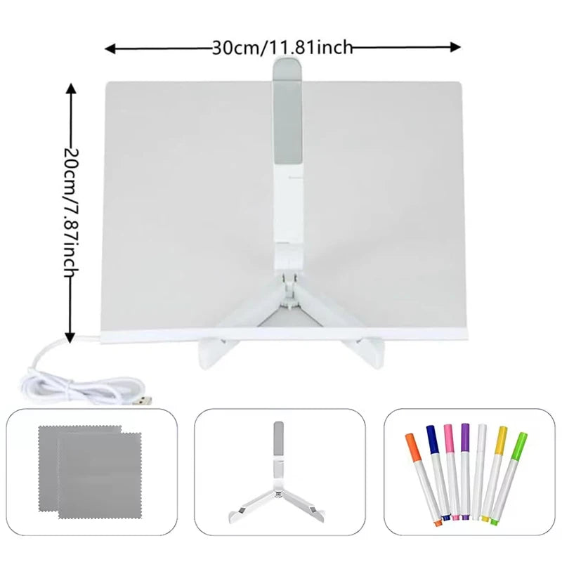 Kid LED Luminosa Blackboard Coloring Drawing Toy Transparent Magic Light Blackboard Art Graffiti Acrylic Marker Board Xmas Gift