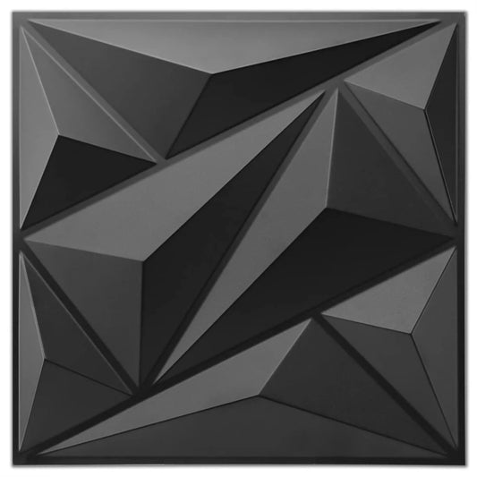 10pcs Diamond Design Decorated 3D Wallpanel, 30cmx30cm Matte White/Black,