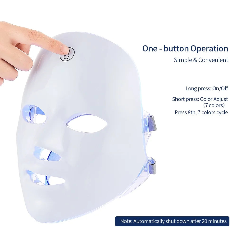 LED Facial Mask Red Light Therapy Photon Anti-Acne Wrinkle Removal