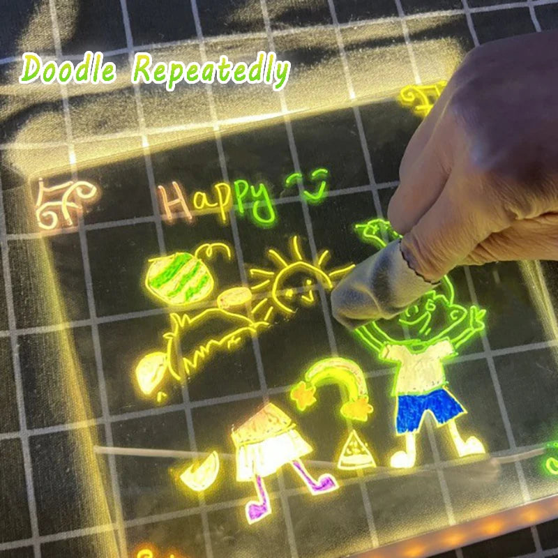 Kid LED Luminosa Blackboard Coloring Drawing Toy Transparent Magic Light Blackboard Art Graffiti Acrylic Marker Board Xmas Gift