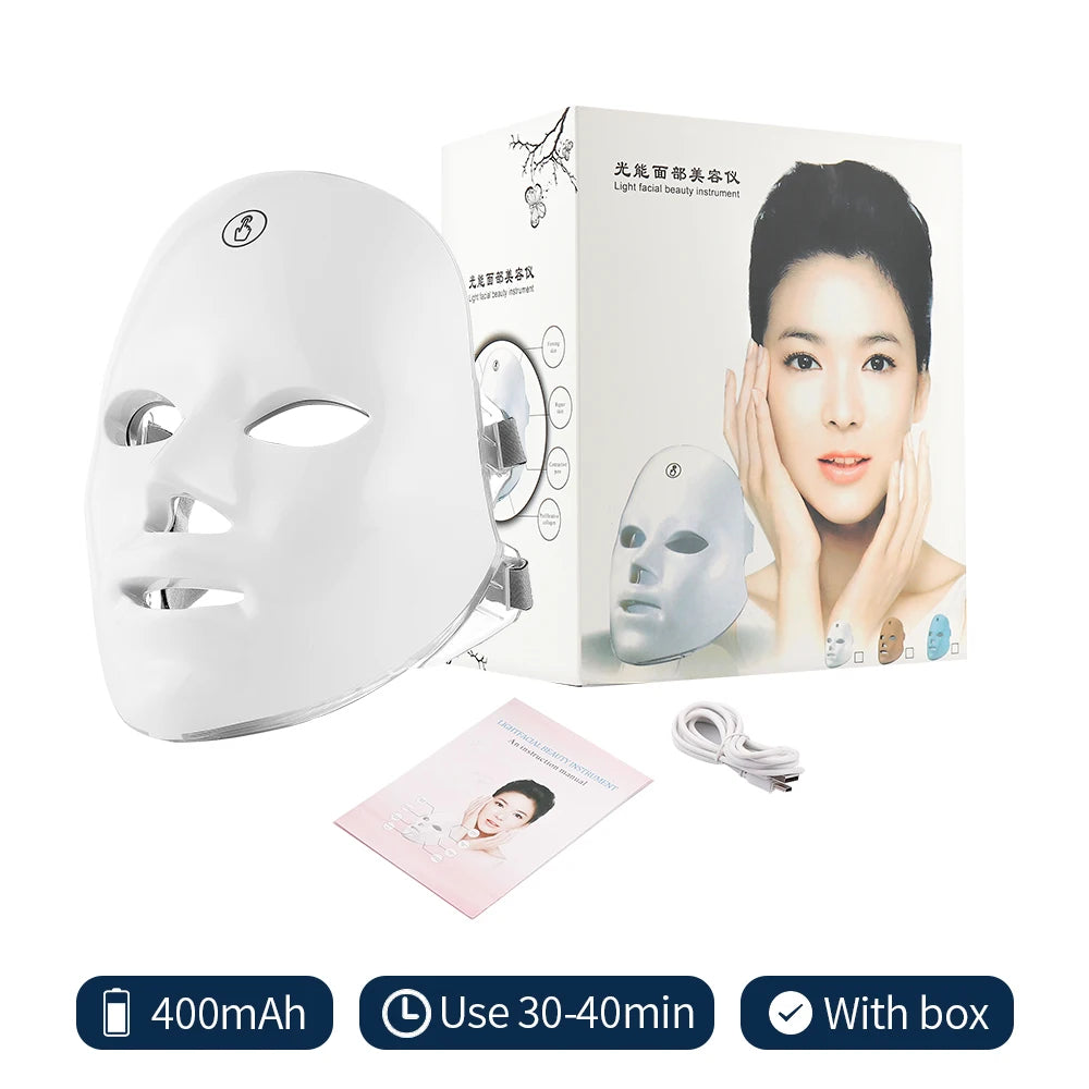 LED Facial Mask Red Light Therapy Photon Anti-Acne Wrinkle Removal