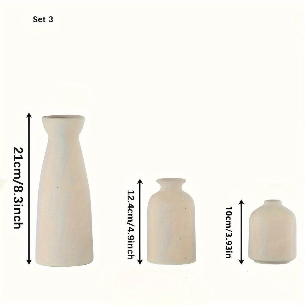Set of 3 Ceramic Vase, Flower Vases For Rustic Home Decor, Modern Farmhouse Decor,