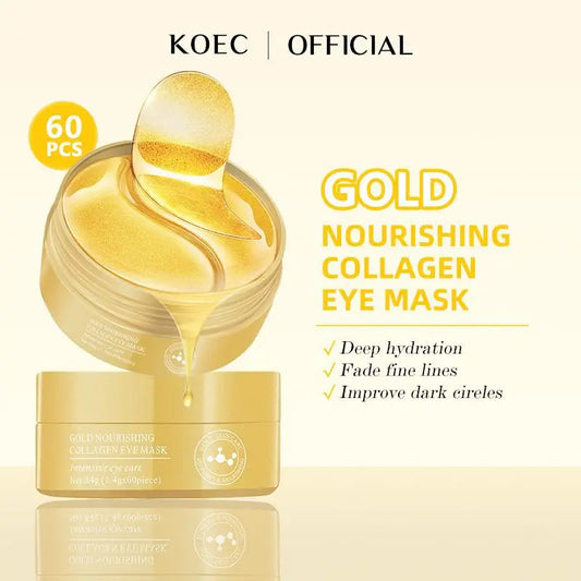60PCs KOEC 24K Gold Collagen Eye Mask Patch Nourishing Repairing Brightening