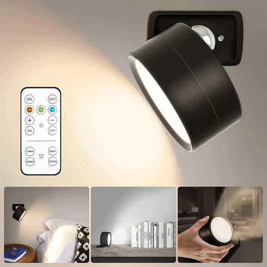 Magnetic LED Wall Light Rechargeable Reading Lights 360° Rotation Touch Remote Control