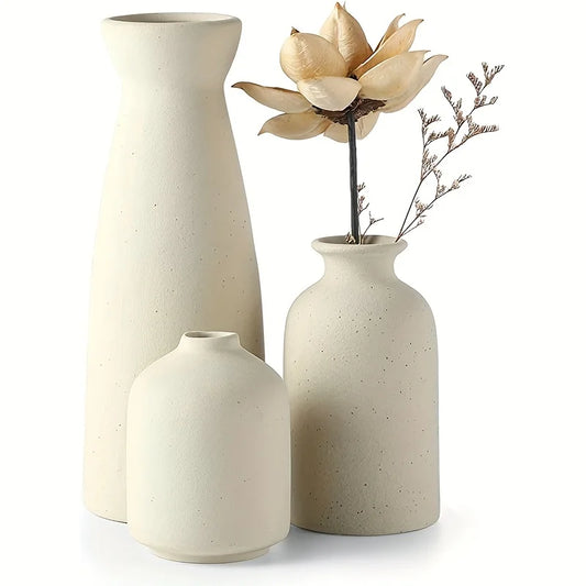 Set of 3 Ceramic Vase, Flower Vases For Rustic Home Decor, Modern Farmhouse Decor,
