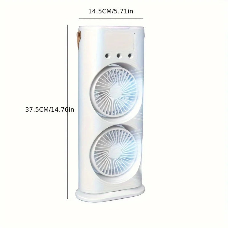 1PC USB Portable Dual Fan Air Cooler with Cooling Mist Humidifier