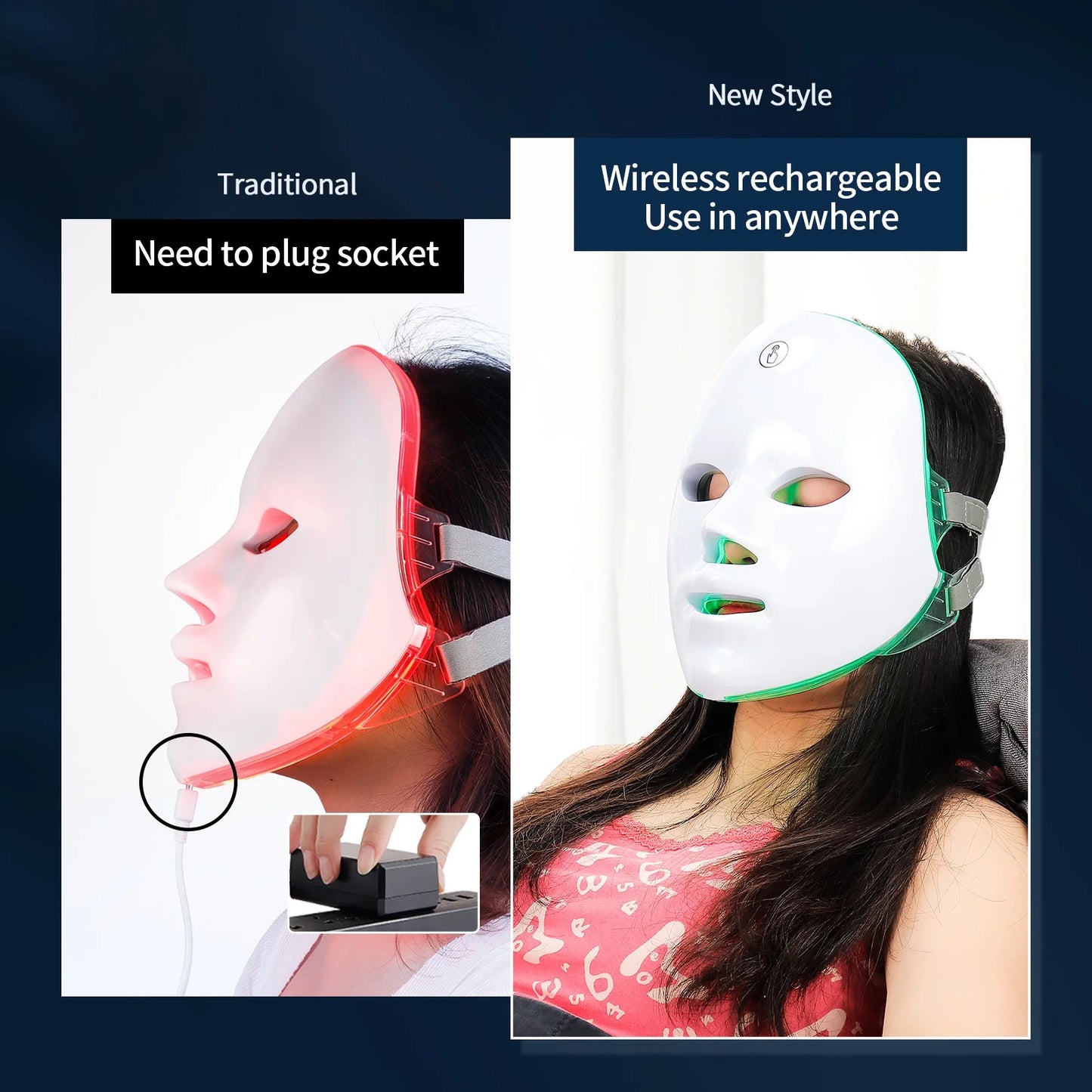 LED Facial Mask Red Light Therapy Photon Anti-Acne Wrinkle Removal