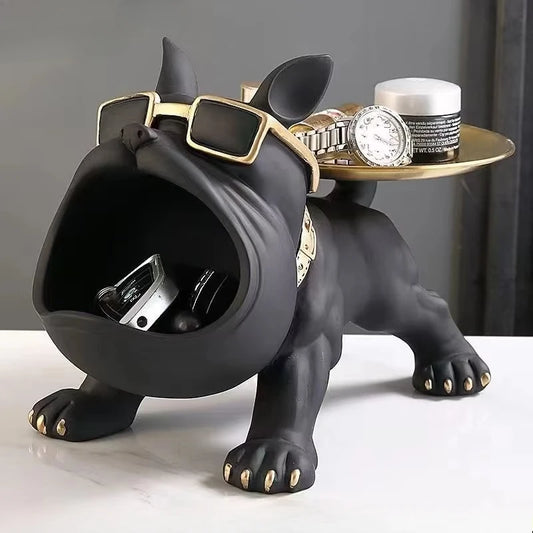 30cm Home Decor Bulldog Figurine Dog Statue Storage Box Animal Ornament