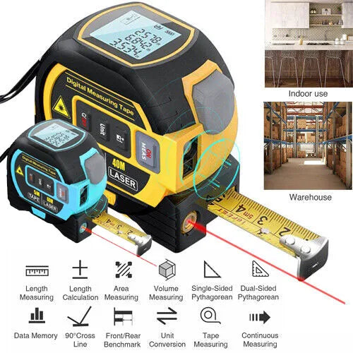 3in1 Laser Rangefinder 5m Tape Measure Ruler LCD Display with Backlight Distance
